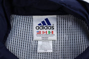 90's Adidas Embroidered Logo Blue & White Striped Zip Up Jacket - ThriftedThreads.com