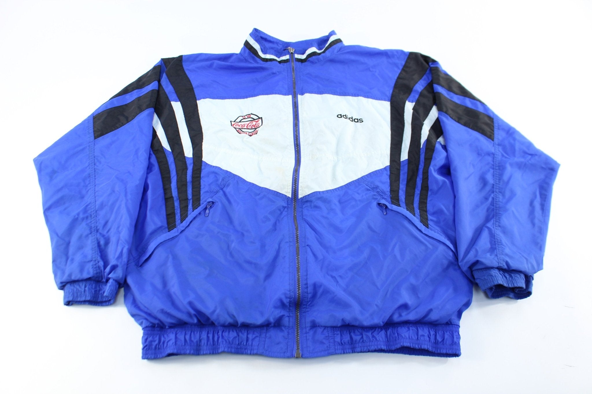 90's Adidas Embroidered Logo Coca-Cola Soccer Classic Zip Up Jacket - ThriftedThreads.com