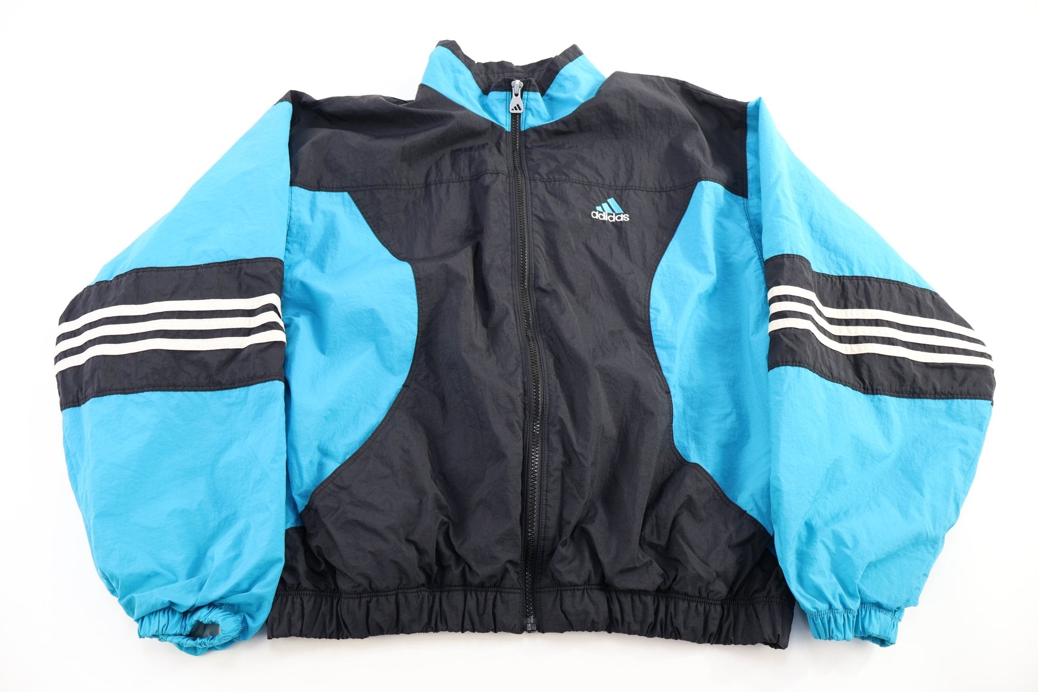 90's Adidas Embroidered Logo Full Zip Windbreaker - Jacket - Thrifted Threads