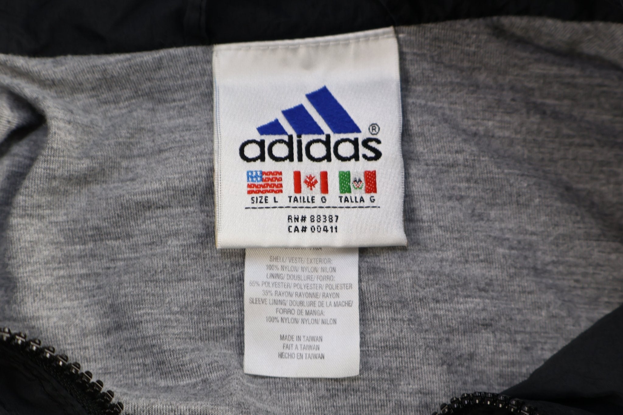 90's Adidas Embroidered Logo Full Zip Windbreaker - Jacket - Thrifted Threads