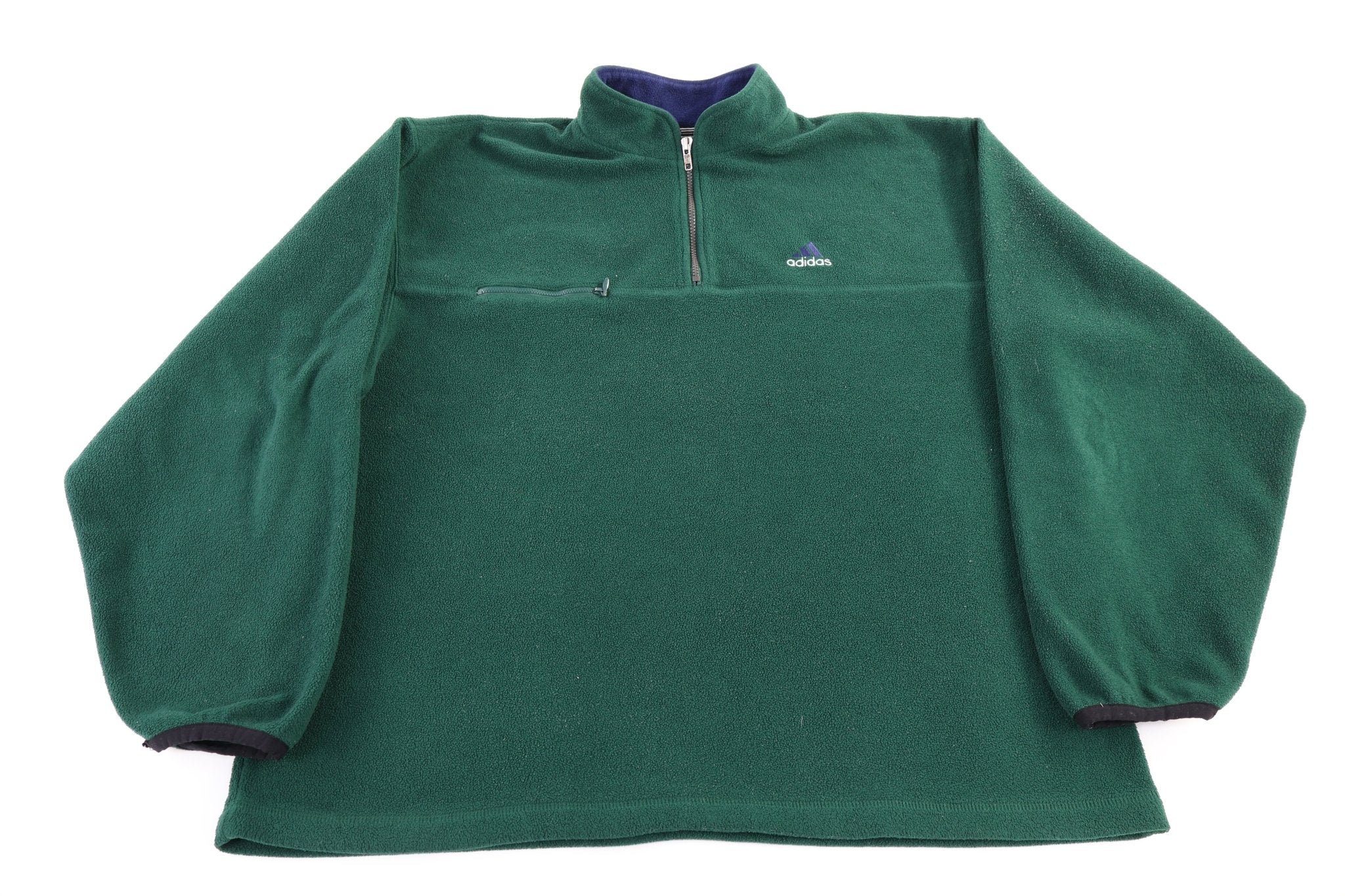 90's Adidas Embroidered Logo Green Fleece Sweater - Sweater - Thrifted Threads