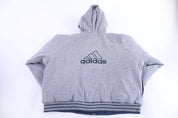 90's Adidas Embroidered Logo Grey Full Zip Jacket - Jacket - Thrifted Threads