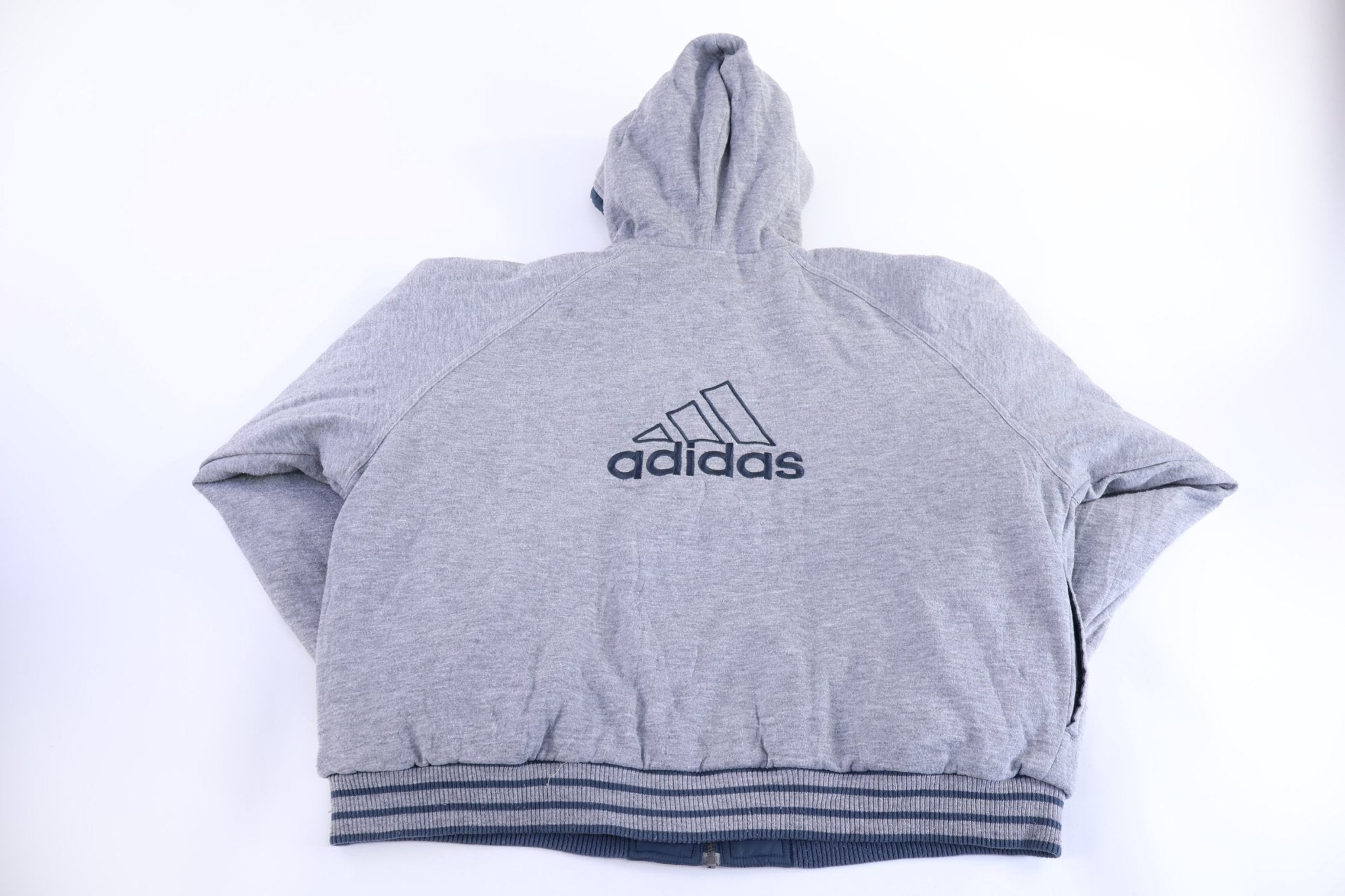 90's Adidas Embroidered Logo Grey Full Zip Jacket - Jacket - Thrifted Threads