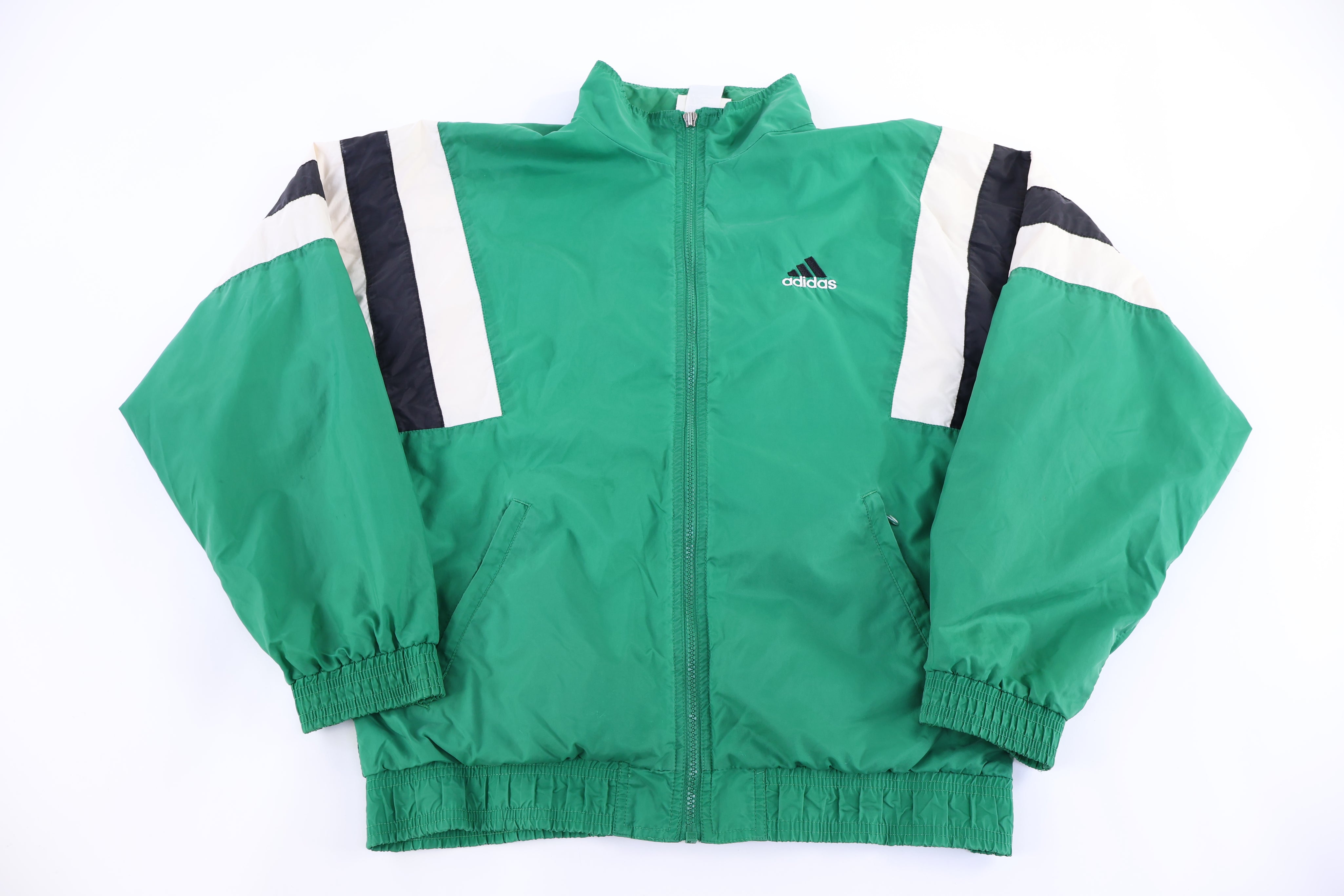 90's Adidas Embroidered Logo Multicolor Full Zip Windbreaker - Jacket - Thrifted Threads