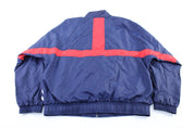 90's Adidas Embroidered Logo Navy Blue, Red, & White Striped Zip Up Jacket - ThriftedThreads.com