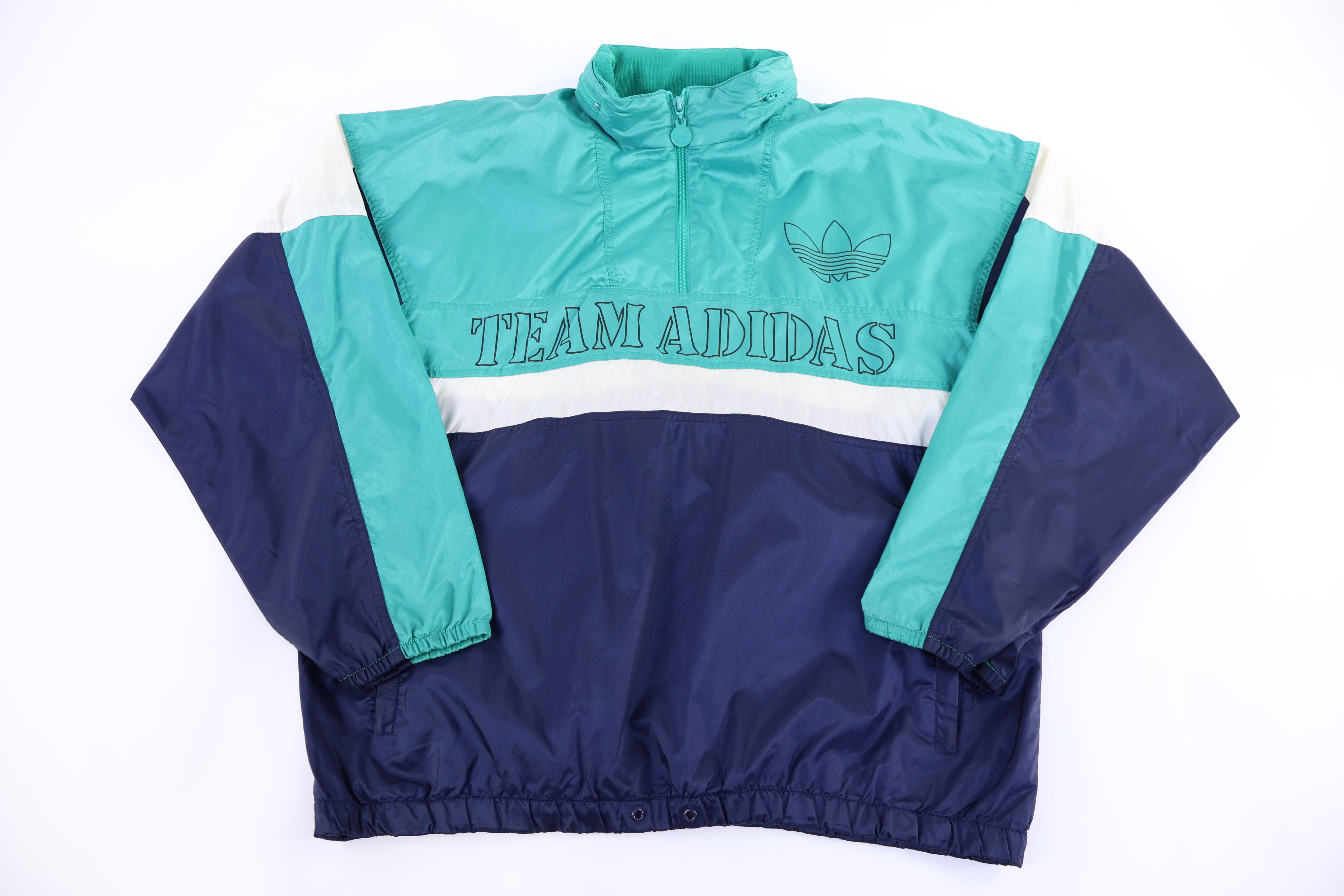 90's Adidas Embroidered Logo Pullover Windbreaker - Jacket - Thrifted Threads