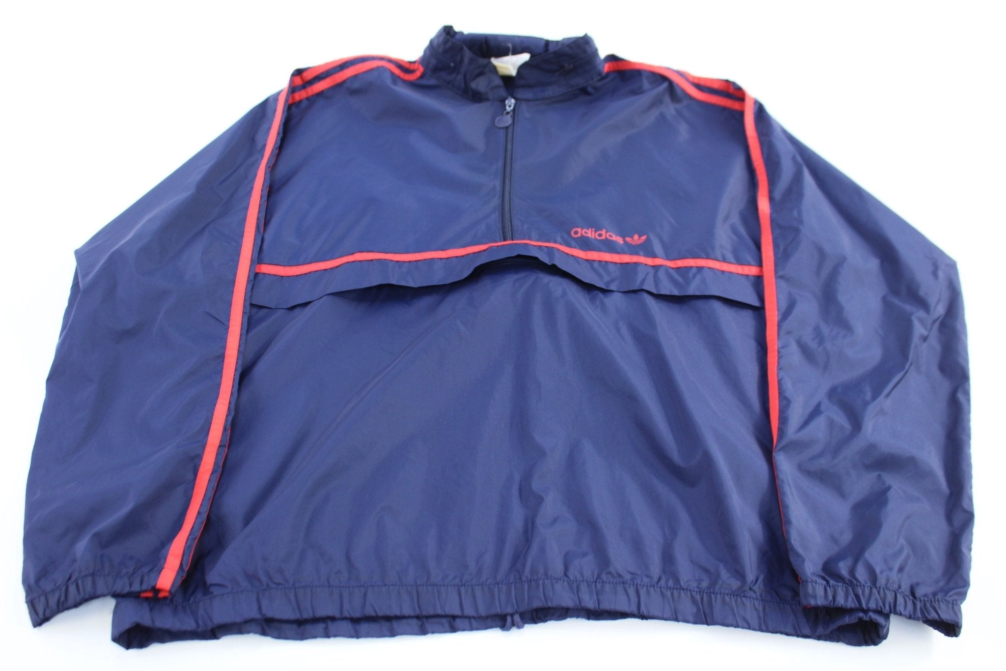 90's Adidas Embroidered Logo Quarter Zip Windbreaker - Jacket - Thrifted Threads