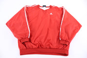 90's Adidas Embroidered Logo Red Pullover Windbreaker - Jacket - Thrifted Threads