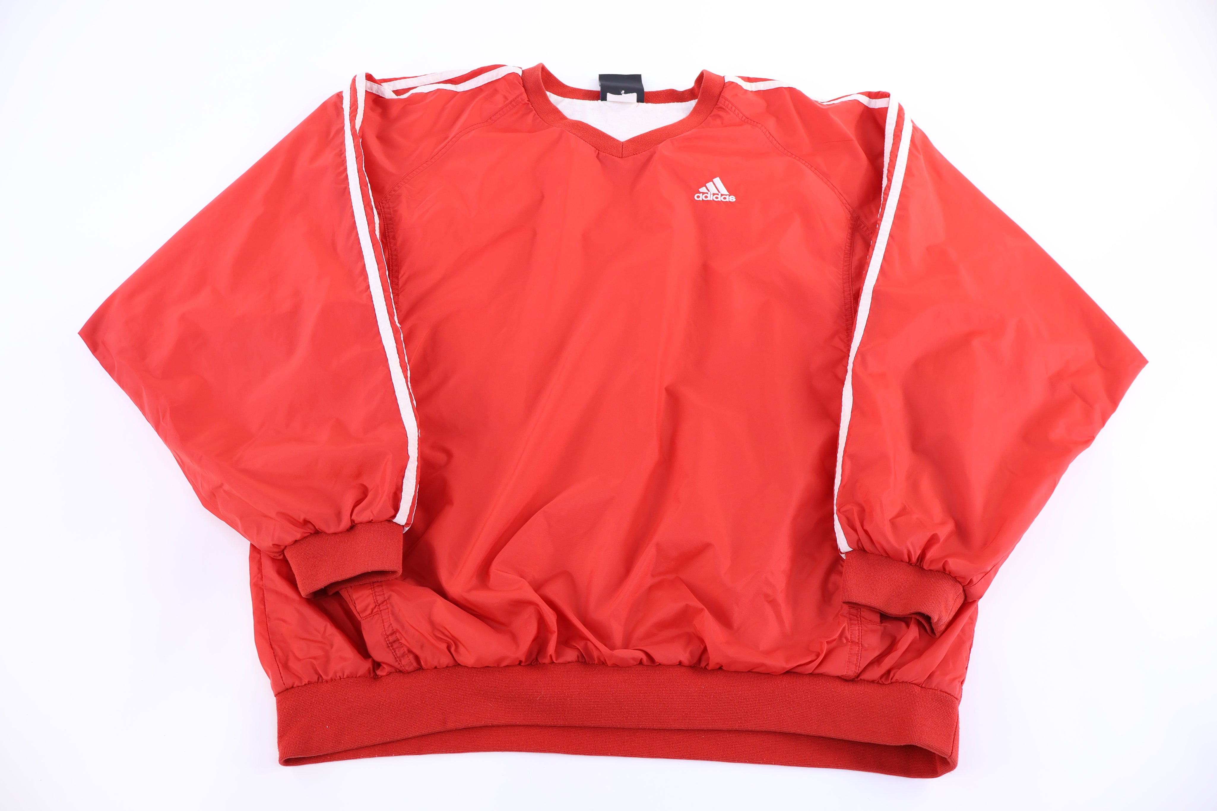 90's Adidas Embroidered Logo Red Pullover Windbreaker - Jacket - Thrifted Threads