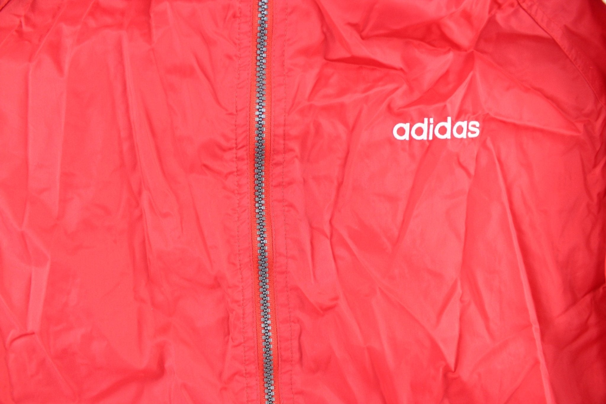 90's Adidas Embroidered Logo Red & White Striped Zip Up Jacket - ThriftedThreads.com