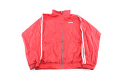 90's Adidas Embroidered Logo Red & White Striped Zip Up Jacket - Jacket - Thrifted Threads