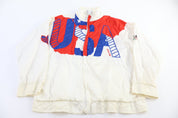 90's Adidas Embroidered Logo Team USA Full Zip Windbreaker - Jacket - Thrifted Threads