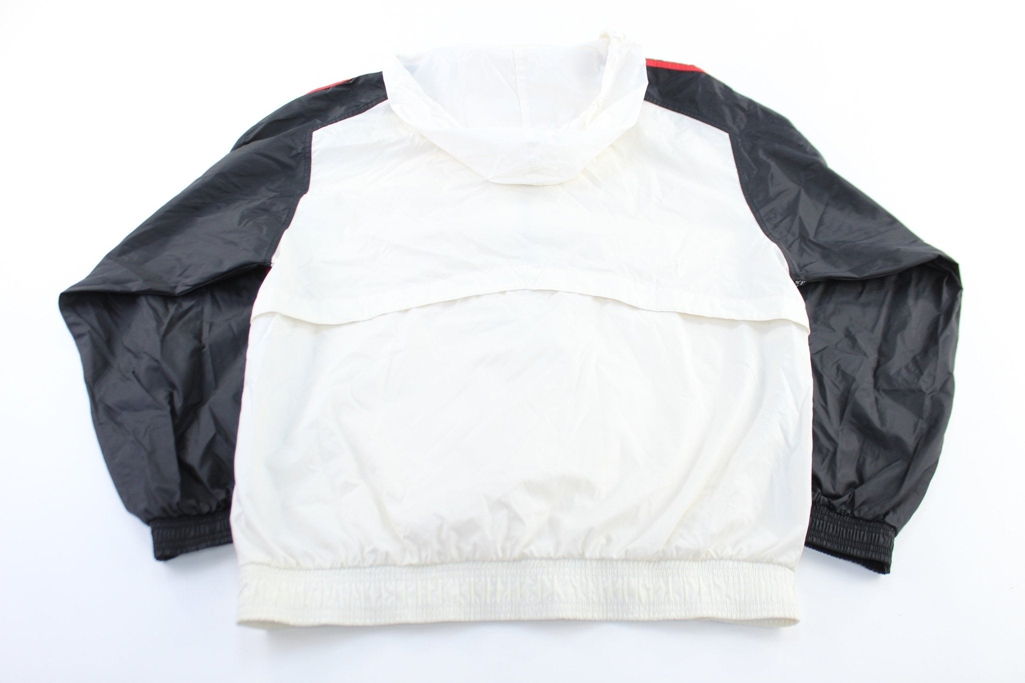 90's Adidas Embroidered Logo White, Black, & Red Striped Zip Up Jacket - Jackets - Thrifted Threads