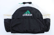 90's Adidas Embroidered Logo White, Green & Black Full Zip Windbreaker - Jacket - Thrifted Threads