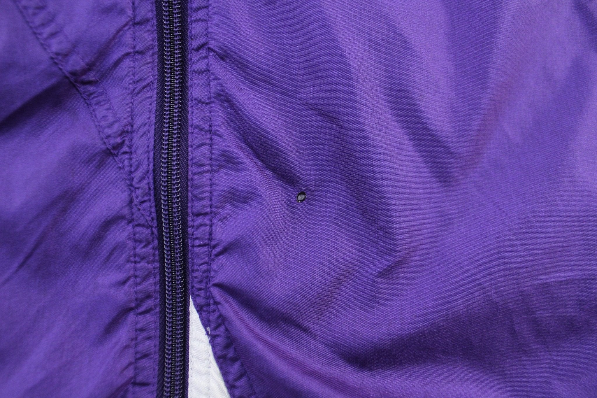 90's Adidas Embroidered Logo White & Purple Striped Zip Up Jacket - ThriftedThreads.com