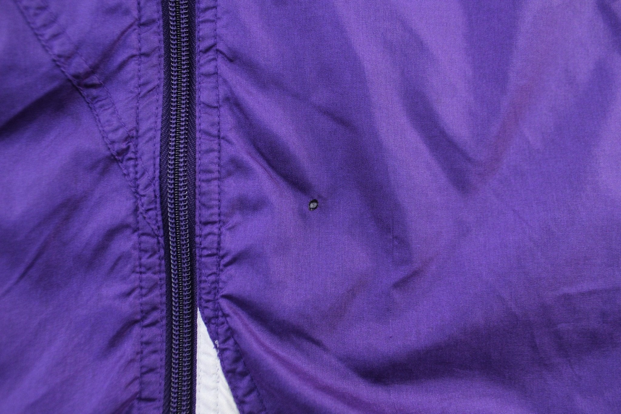90's Adidas Embroidered Logo White & Purple Striped Zip Up Jacket - Jacket - Thrifted Threads