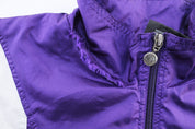 90's Adidas Embroidered Logo White & Purple Striped Zip Up Jacket - Jacket - Thrifted Threads