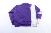 90's Adidas Embroidered Logo White & Purple Striped Zip Up Jacket - Jacket - Thrifted Threads