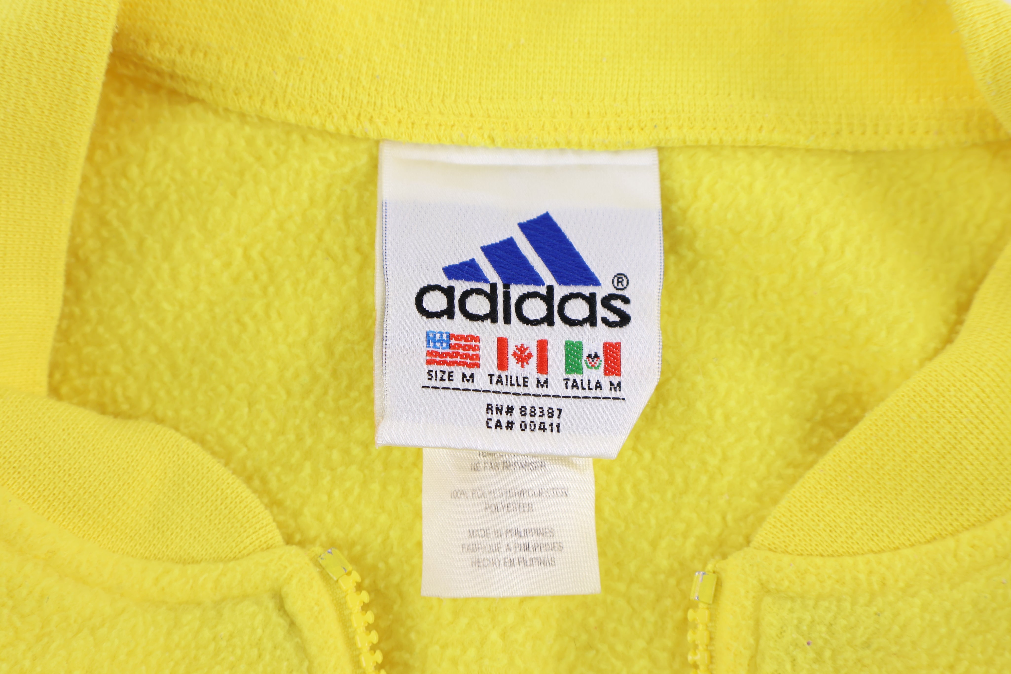 90's Adidas Embroidered Yellow Fleece Pullover - Sweater - Thrifted Threads