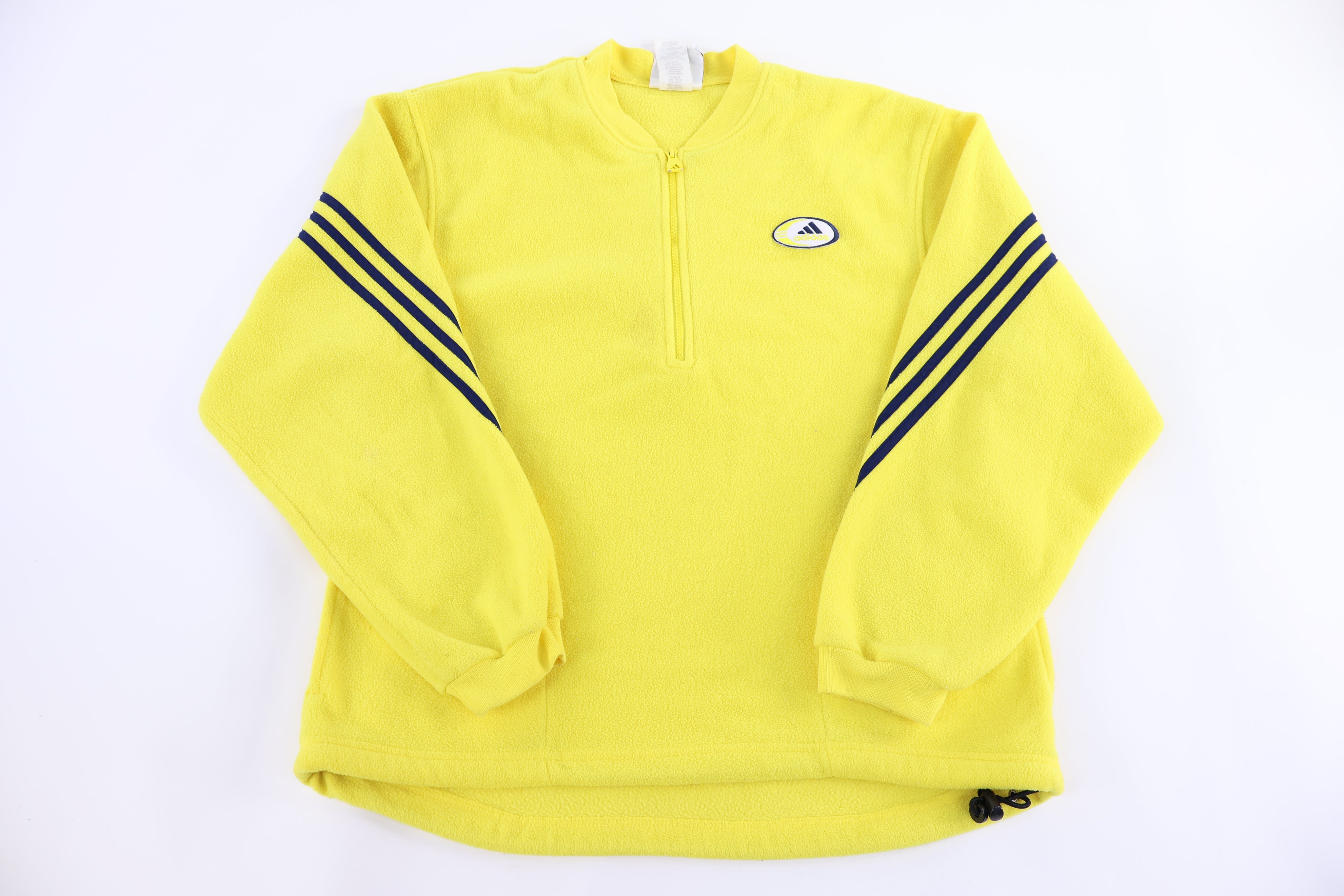 90's Adidas Embroidered Yellow Fleece Pullover - Sweater - Thrifted Threads