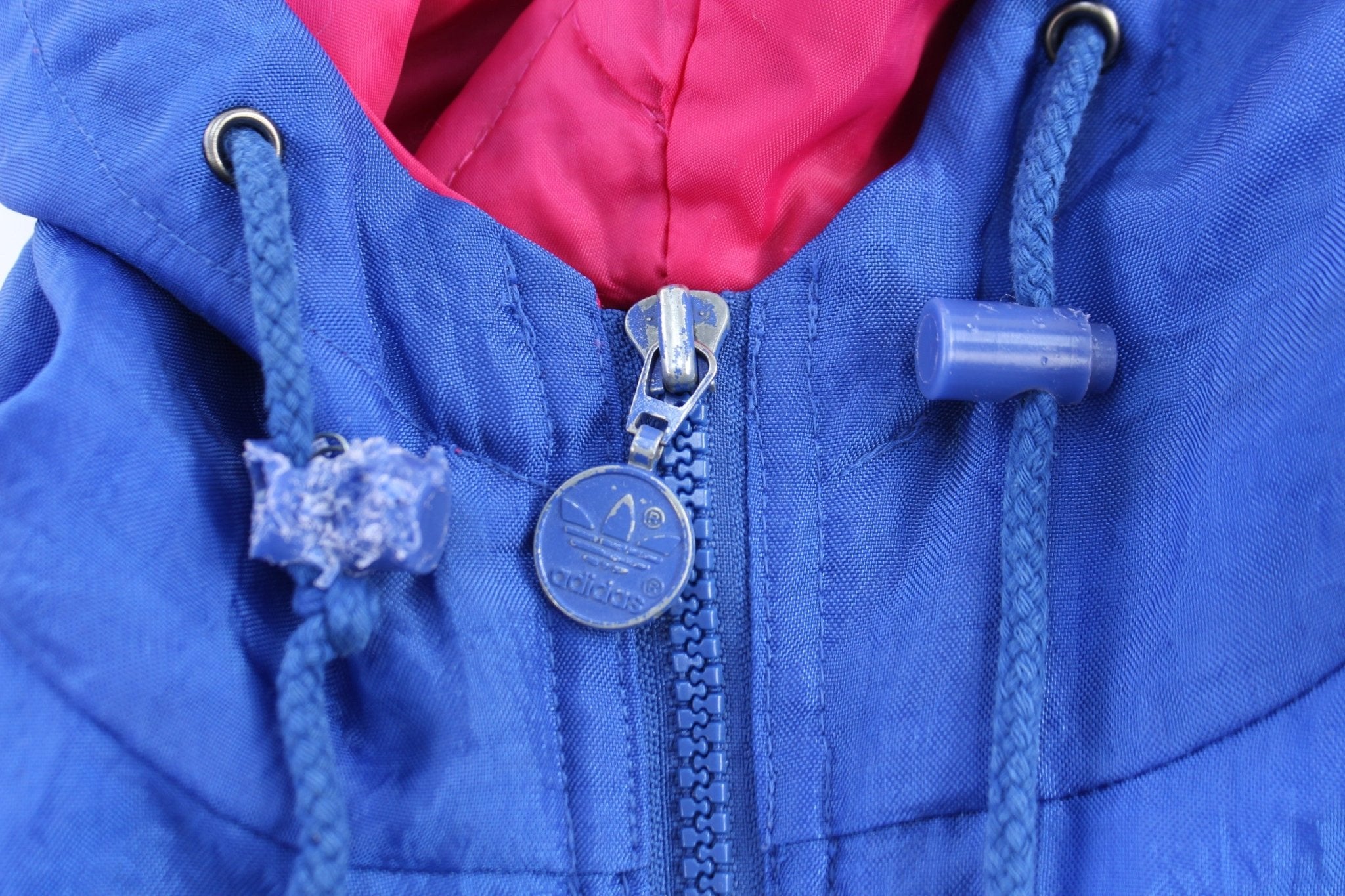 90's Adidas Pink & Blue full Zip Hooded Jacket - Jacket - Thrifted Threads