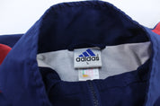 90's Adidas Red, Blue, & White Striped Zip Up Jacket - Jacket - Thrifted Threads