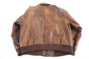 90's Adventure Bound Brown Leather Bomber Jacket - Jacket - Thrifted Threads