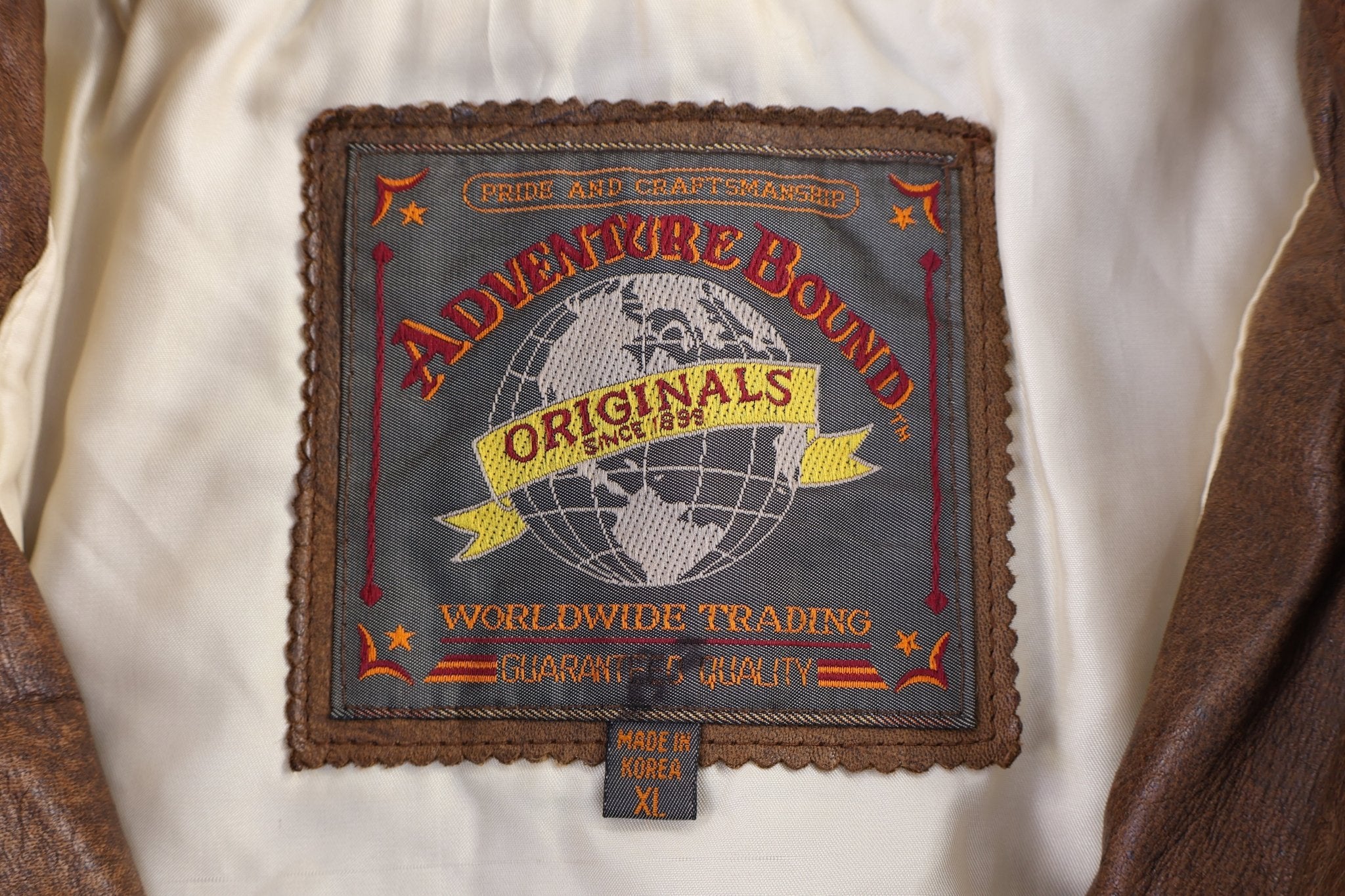 90's Adventure Bound Brown Leather Bomber Jacket - Jacket - Thrifted Threads