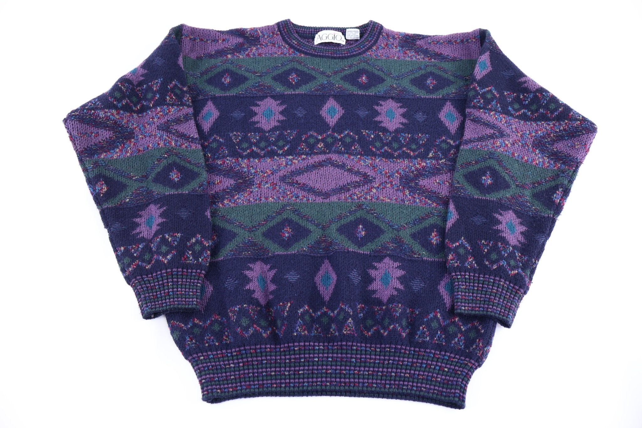 90's Aggio Multipatterned Knit Sweater - Sweater - Thrifted Threads