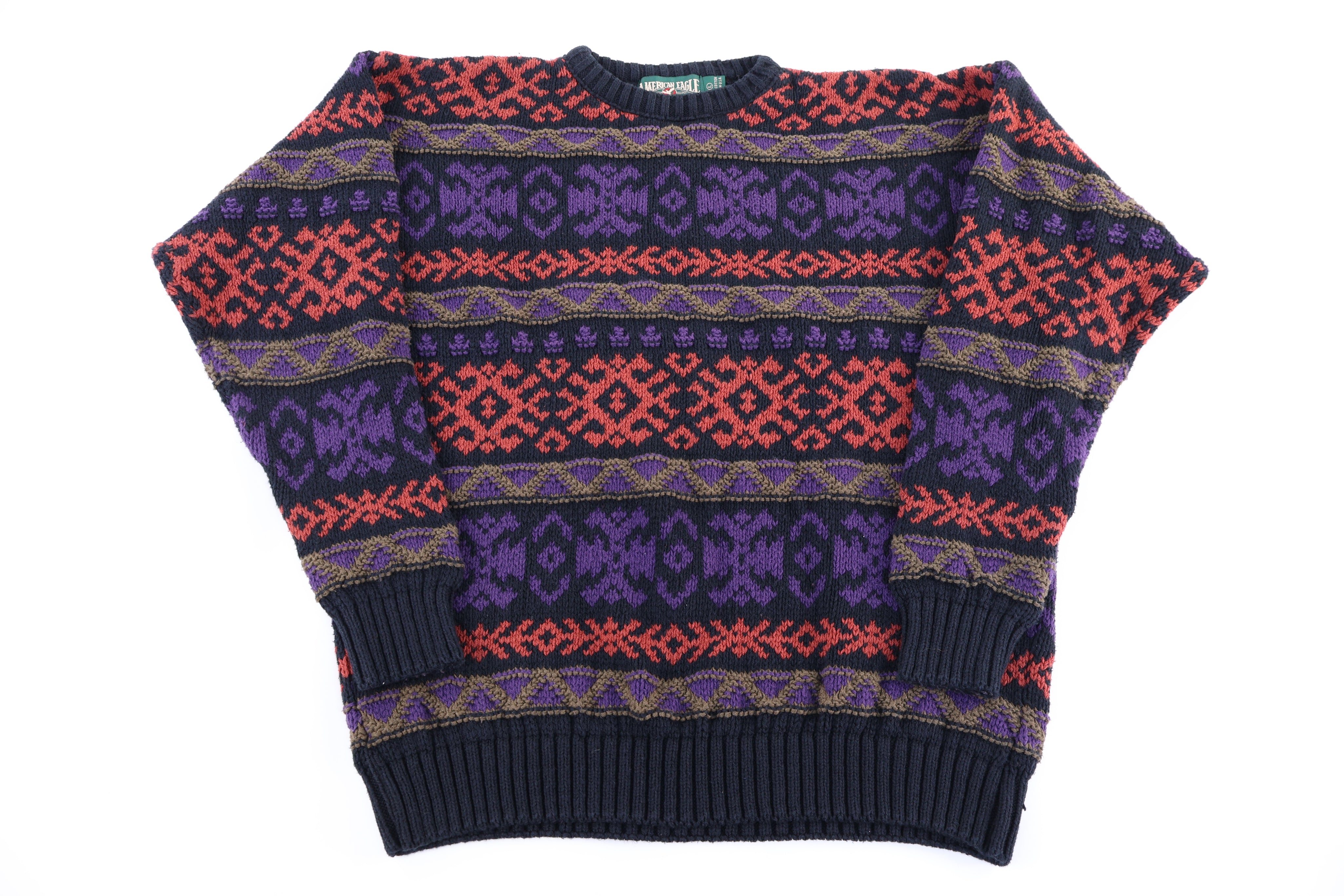 90's American Eagle Multipattern Knit Sweater - Sweater - Thrifted Threads