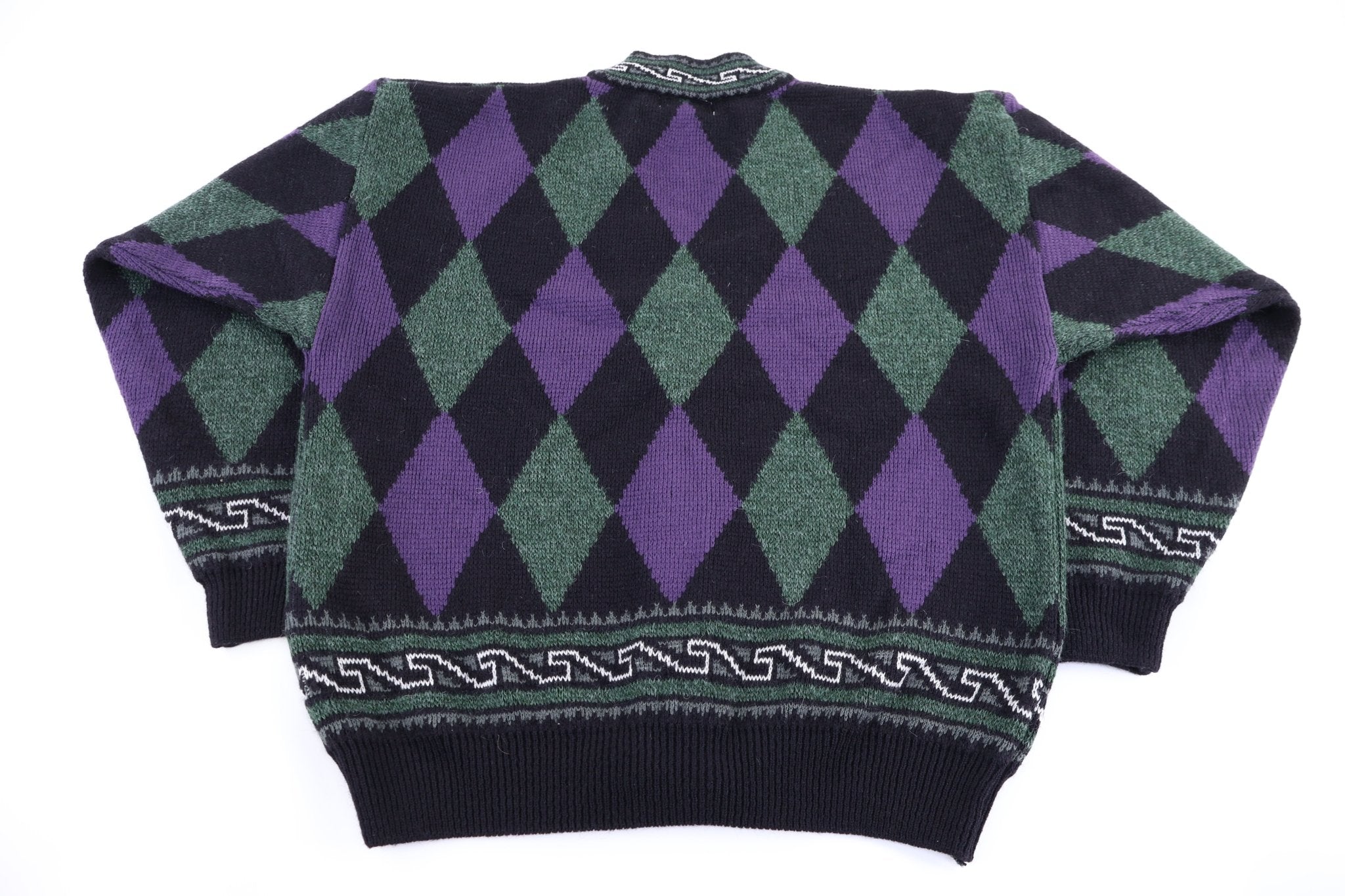 90's Bach Rach Multipatterned Knit Cardigan Sweater - Sweatshirts - Thrifted Threads
