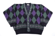 90's Bach Rach Multipatterned Knit Cardigan Sweater - Sweatshirts - Thrifted Threads