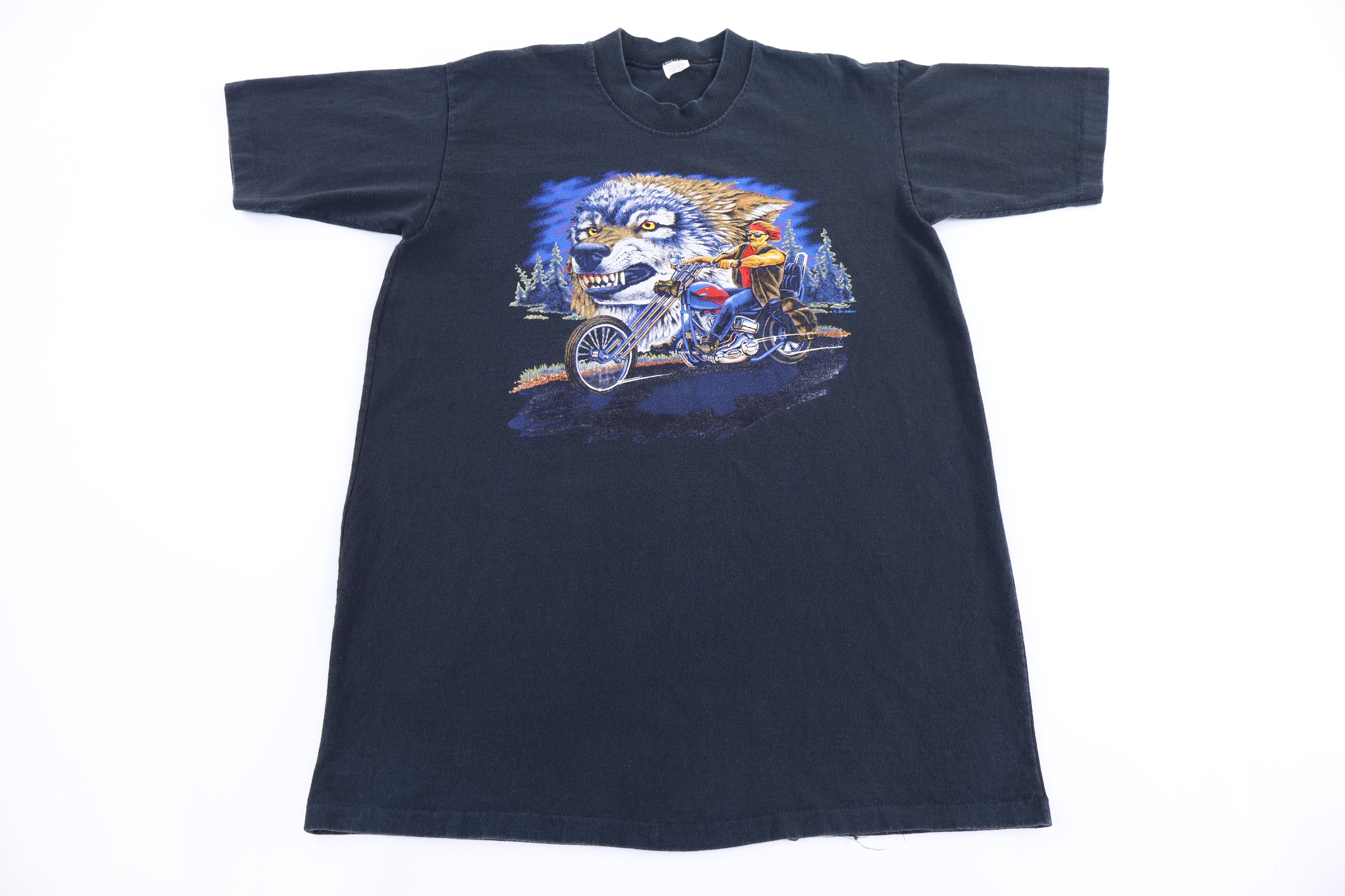 90's Bike & Wolf Graphic T-shirt - Shirts & Tops - Thrifted Threads