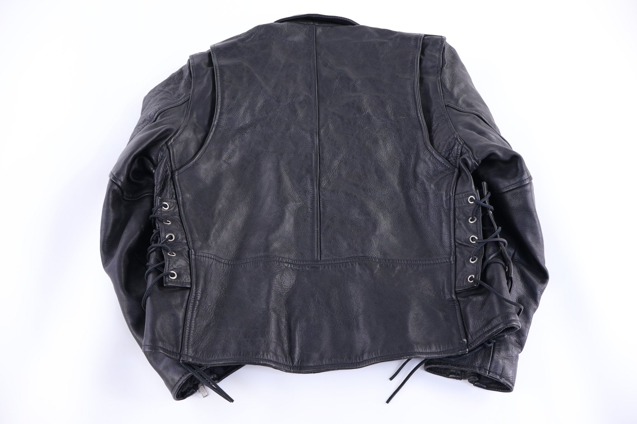 90's Black Leather Biker Jacket - Jacket - Thrifted Threads