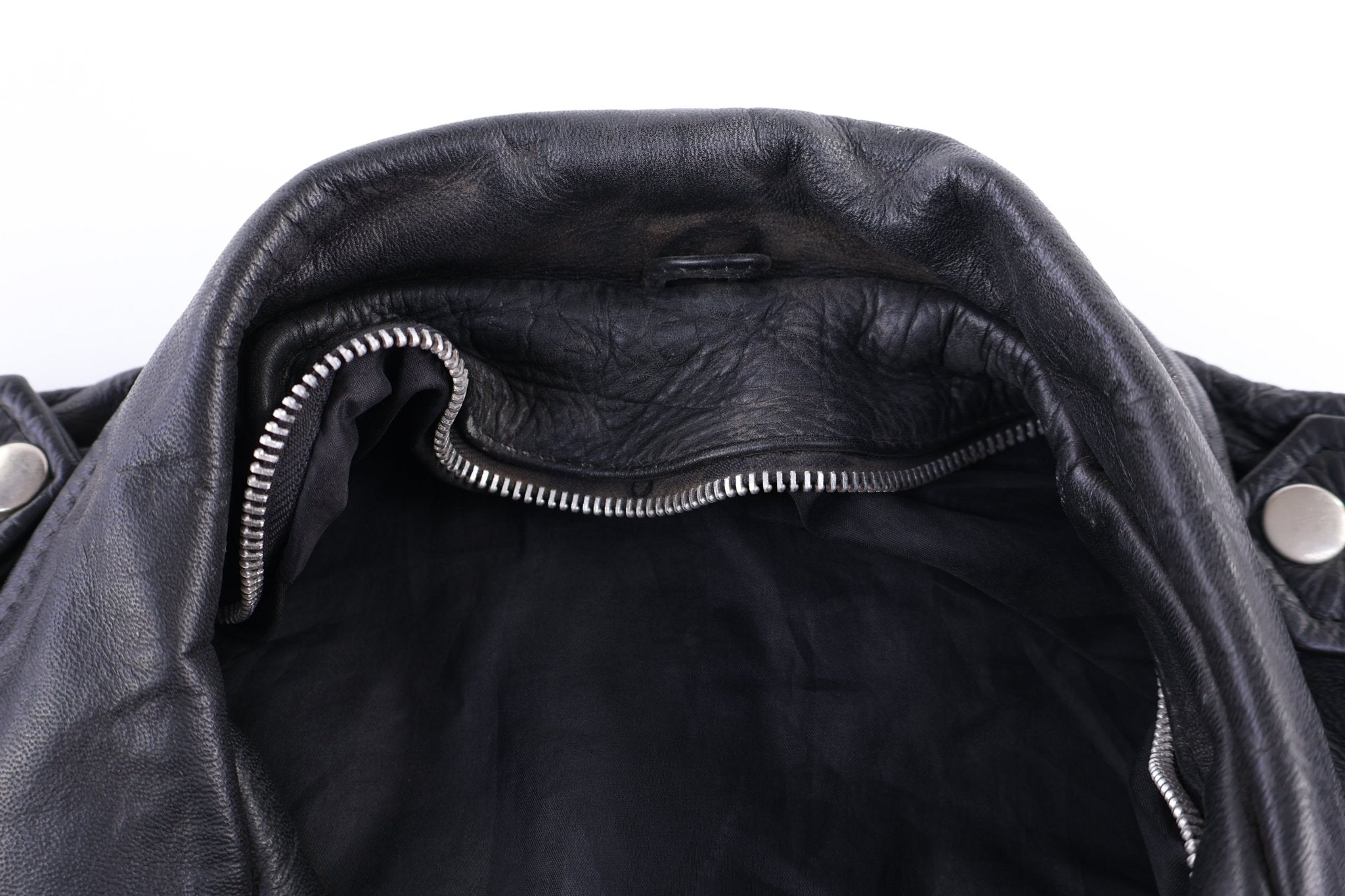 90's Black Leather Biker Jacket - Jacket - Thrifted Threads