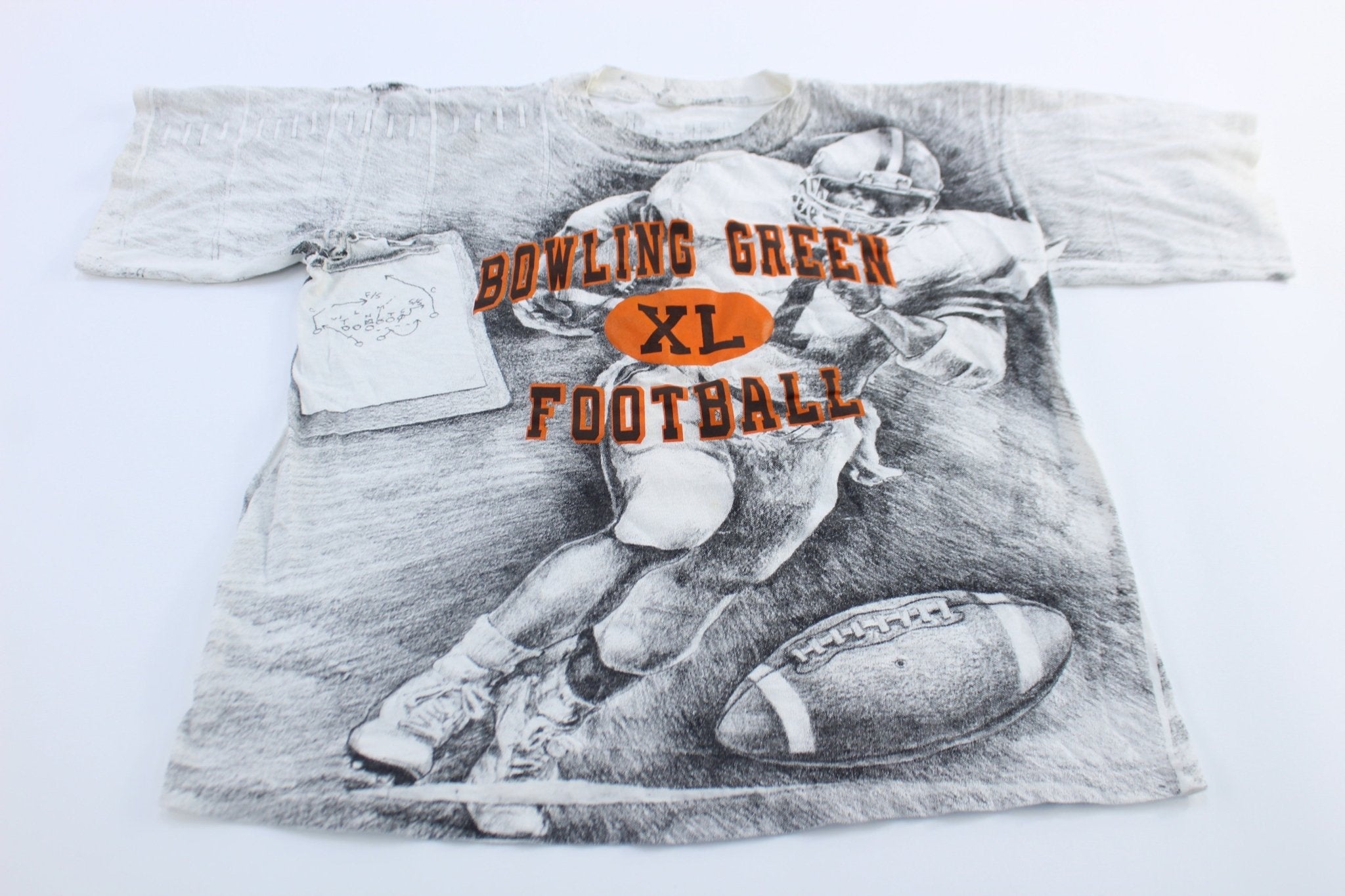 90's Bowling Green State University Football All Over Print T-Shirt - ThriftedThreads.com