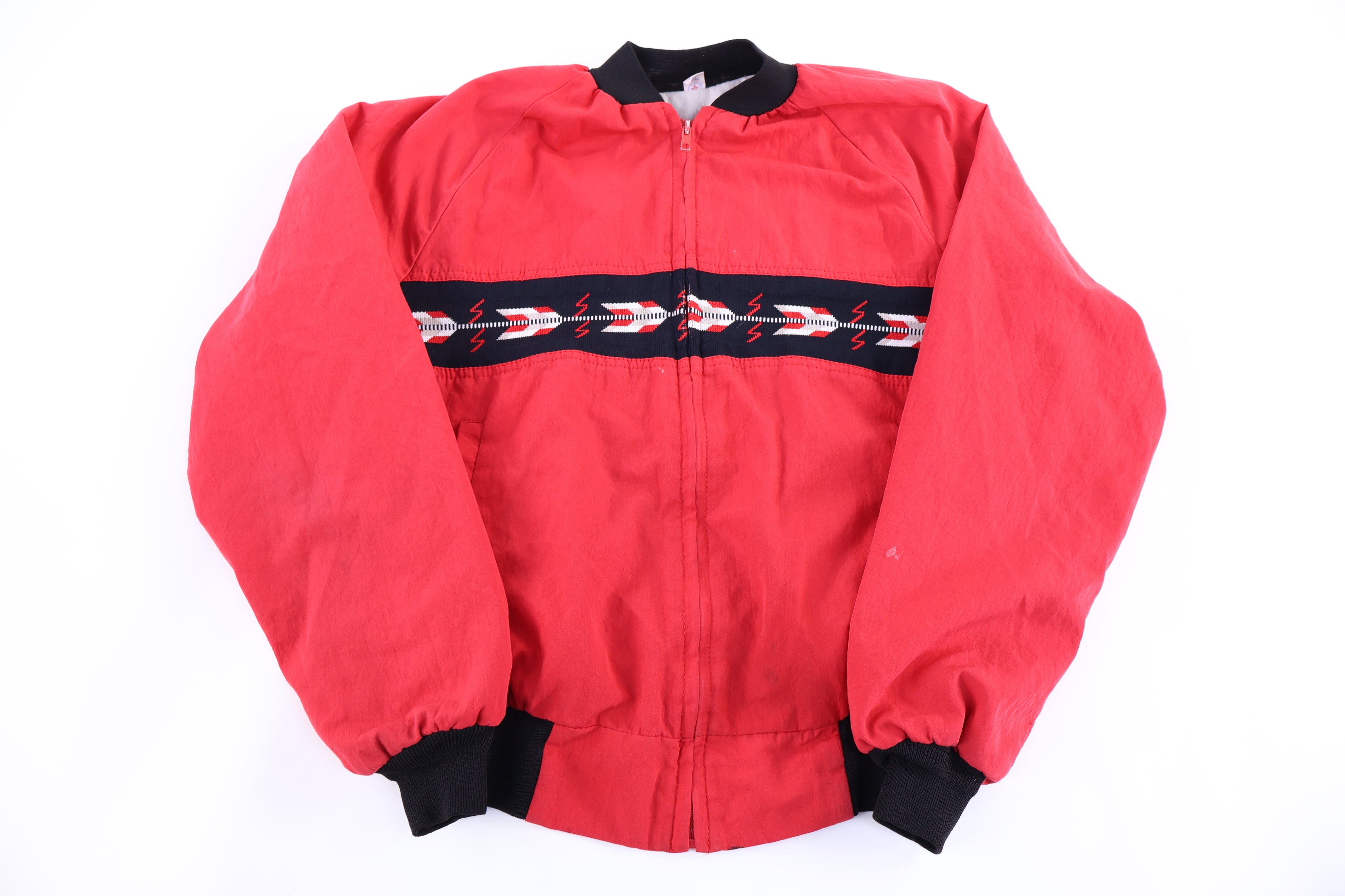 90's Cal Craft Red Multipattern Bomber Jacket - Jacket - Thrifted Threads