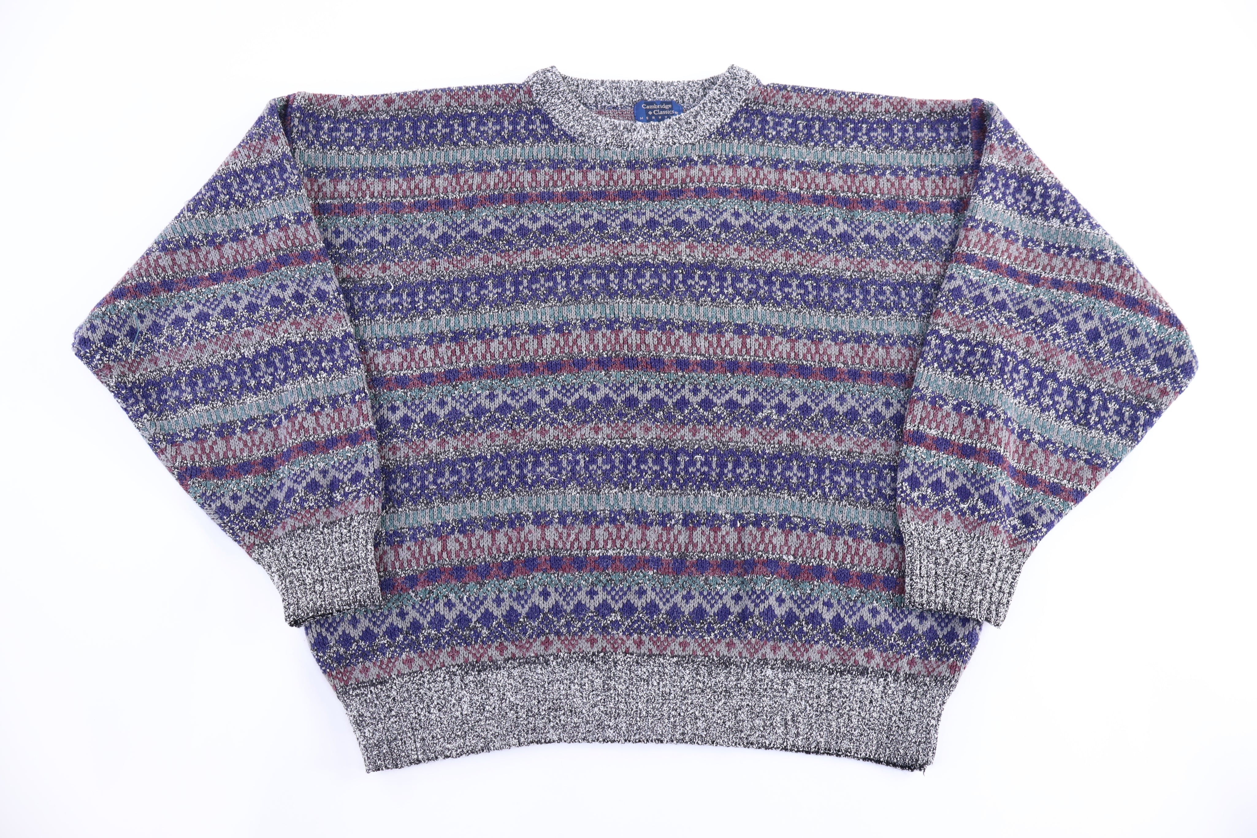 90's Cambridge Classics Multipattern Knit Sweater - Sweater - Thrifted Threads