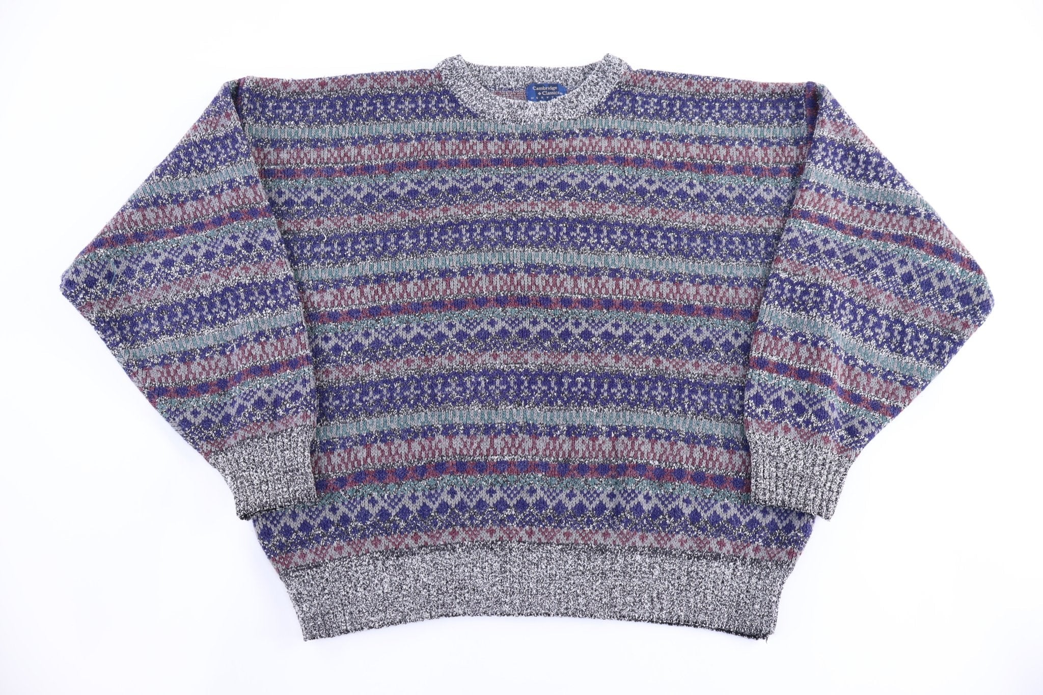 90's Cambridge Classics Multipattern Knit Sweater - Sweater - Thrifted Threads