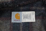 90's Carhartt Logo Patch Blanket Lined Denim Hooded Jacket - ThriftedThreads.com
