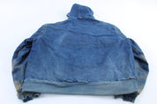90's Carhartt Logo Patch Blanket Lined Denim Hooded Jacket - ThriftedThreads.com