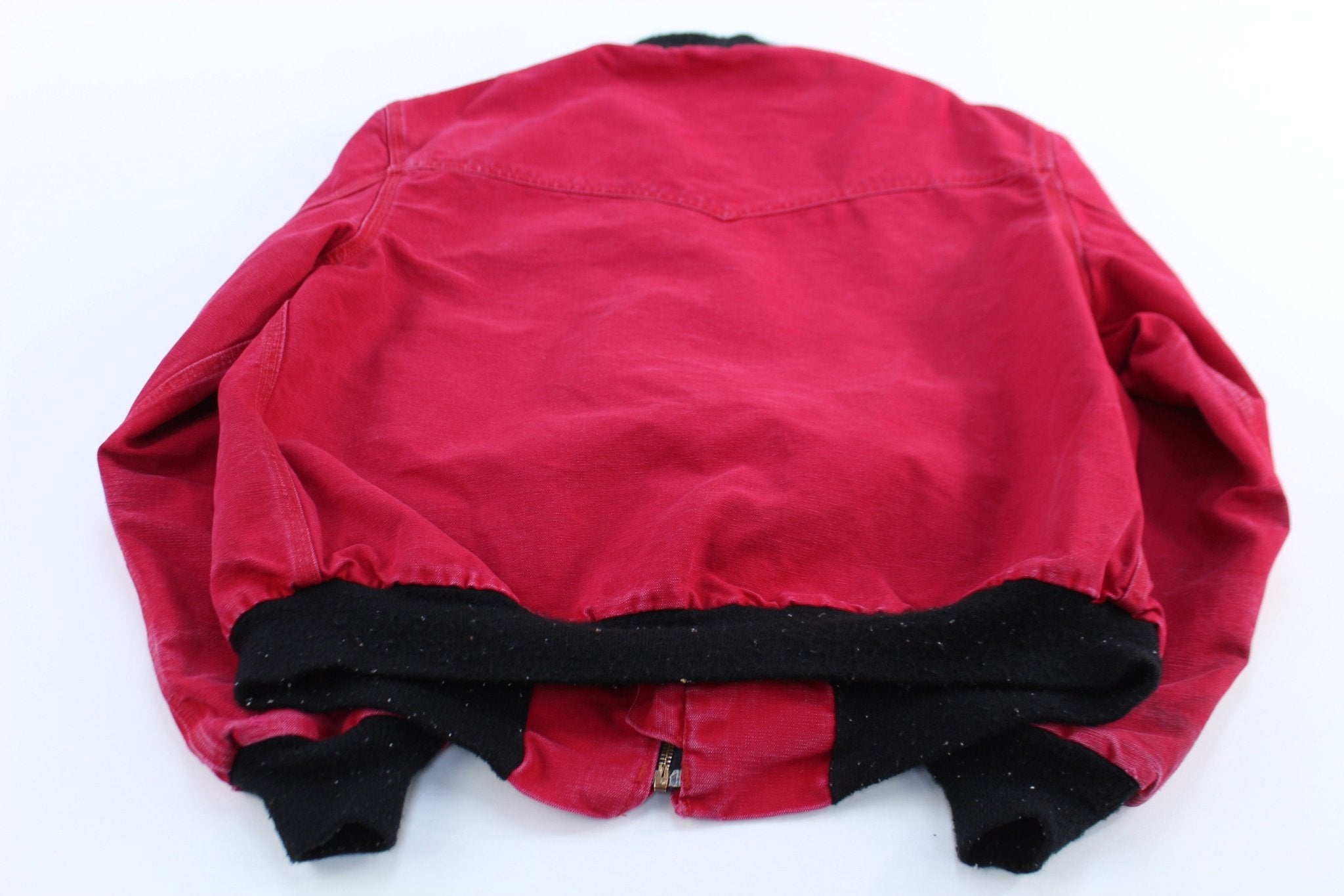 90's Carhartt Logo Patch Red Santa Fe Zip Up Jacket - ThriftedThreads.com