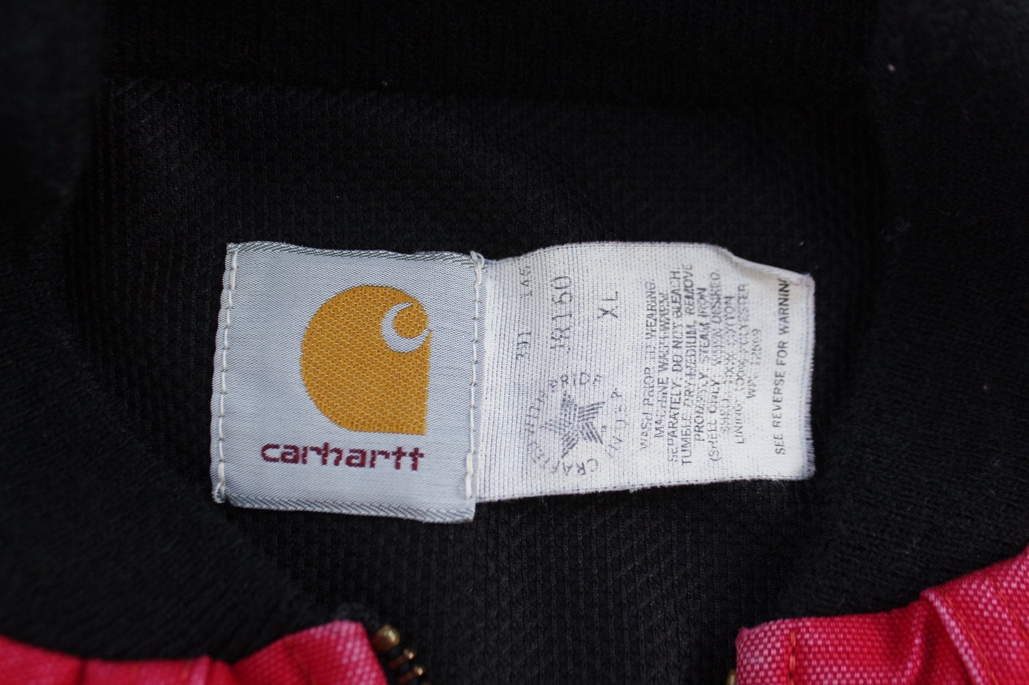 90's Carhartt Logo Patch Red Santa Fe Zip Up Jacket - ThriftedThreads.com