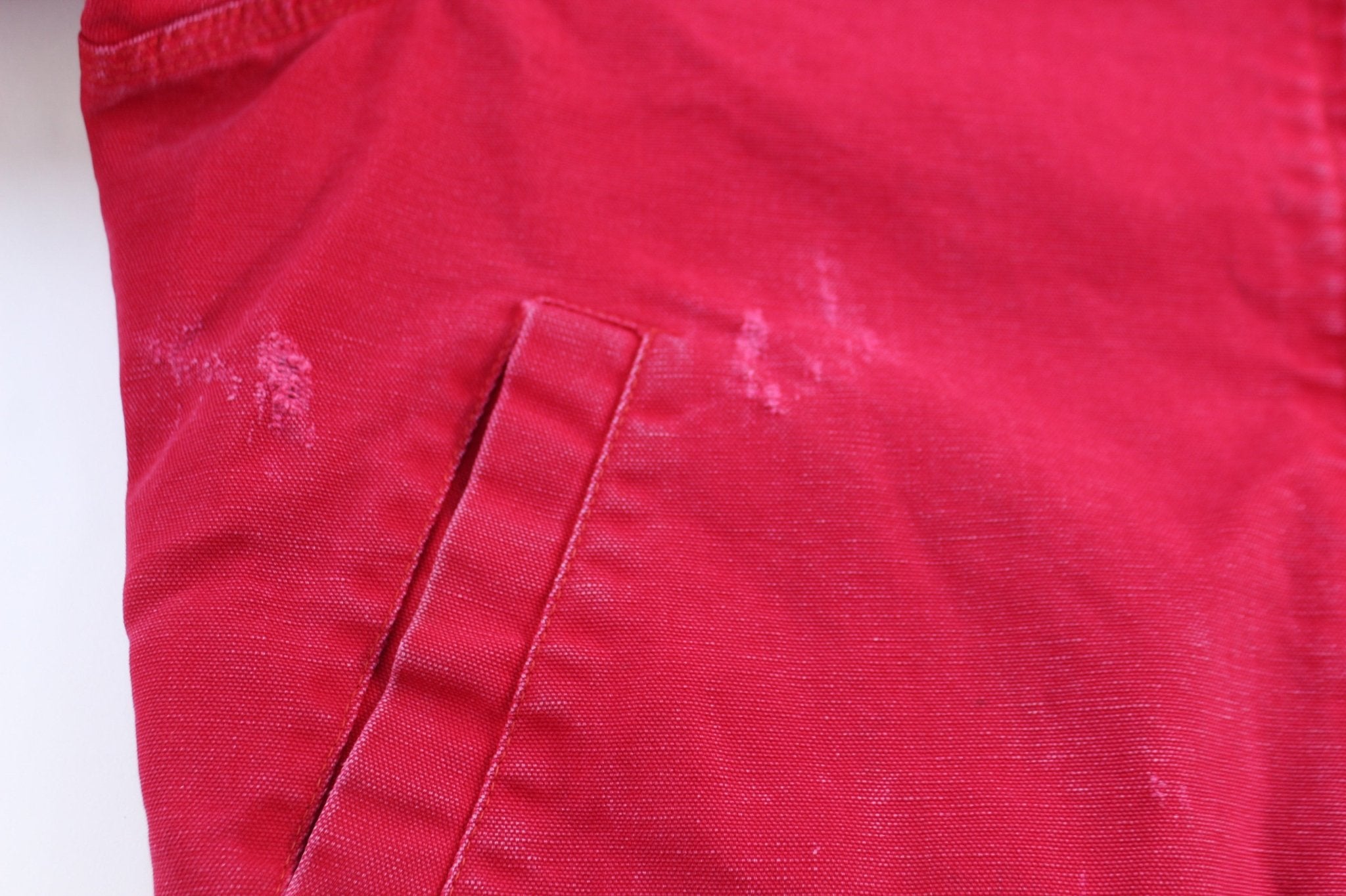 90's Carhartt Logo Patch Red Santa Fe Zip Up Jacket - ThriftedThreads.com