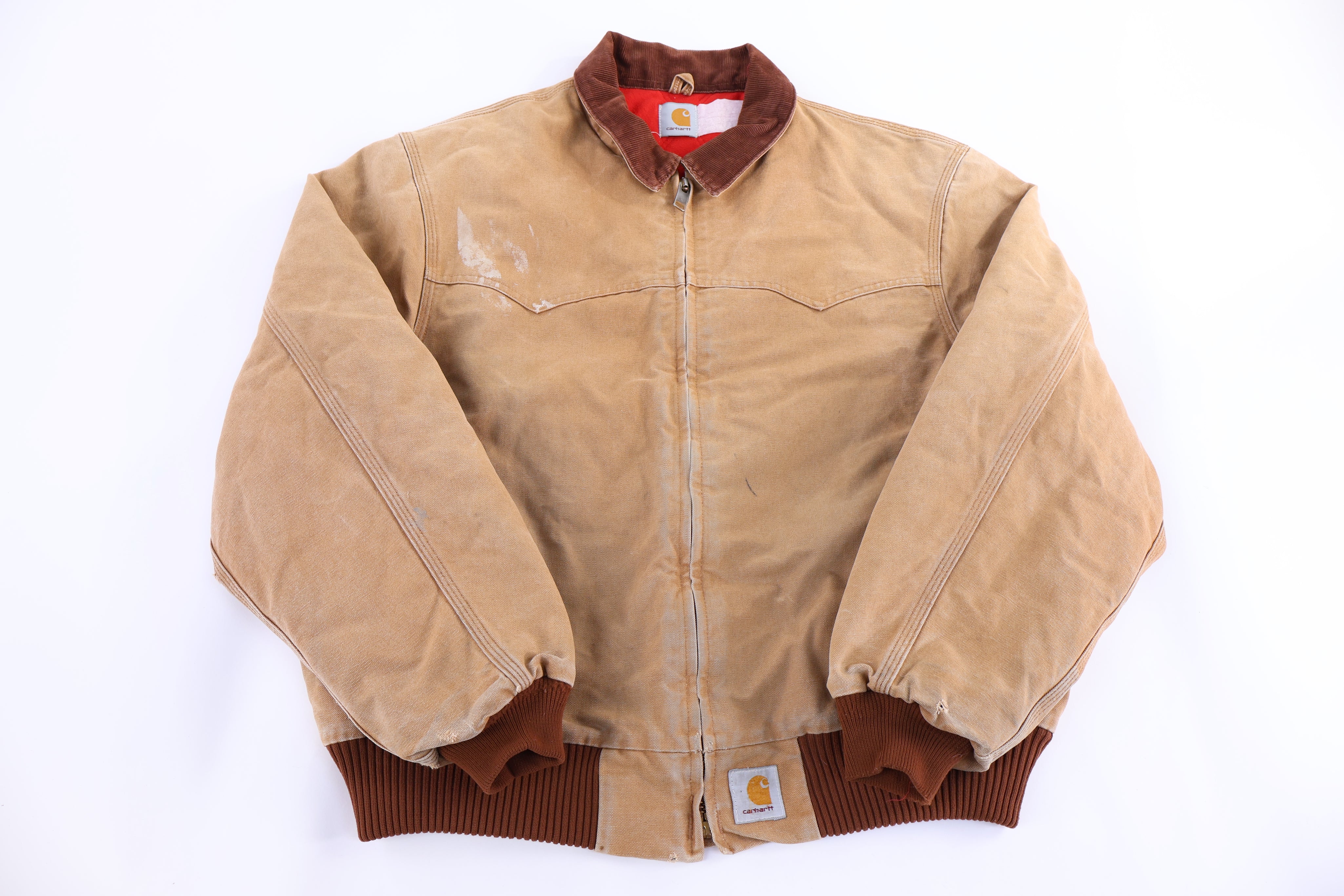 90's Carhartt Logo Patch Tan Santa Fe Jacket - Jacket - Thrifted Threads