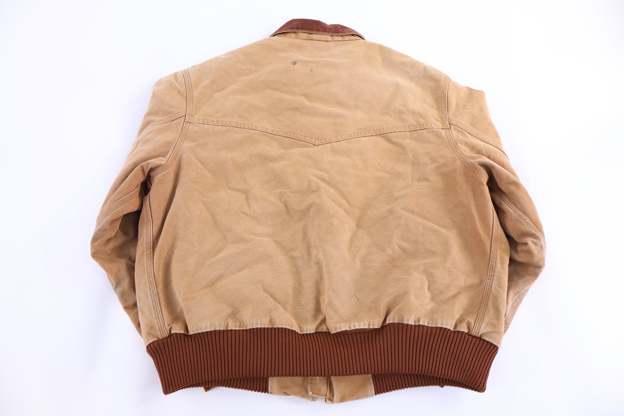 90's Carhartt Logo Patch Tan Santa Fe Jacket - Jacket - Thrifted Threads