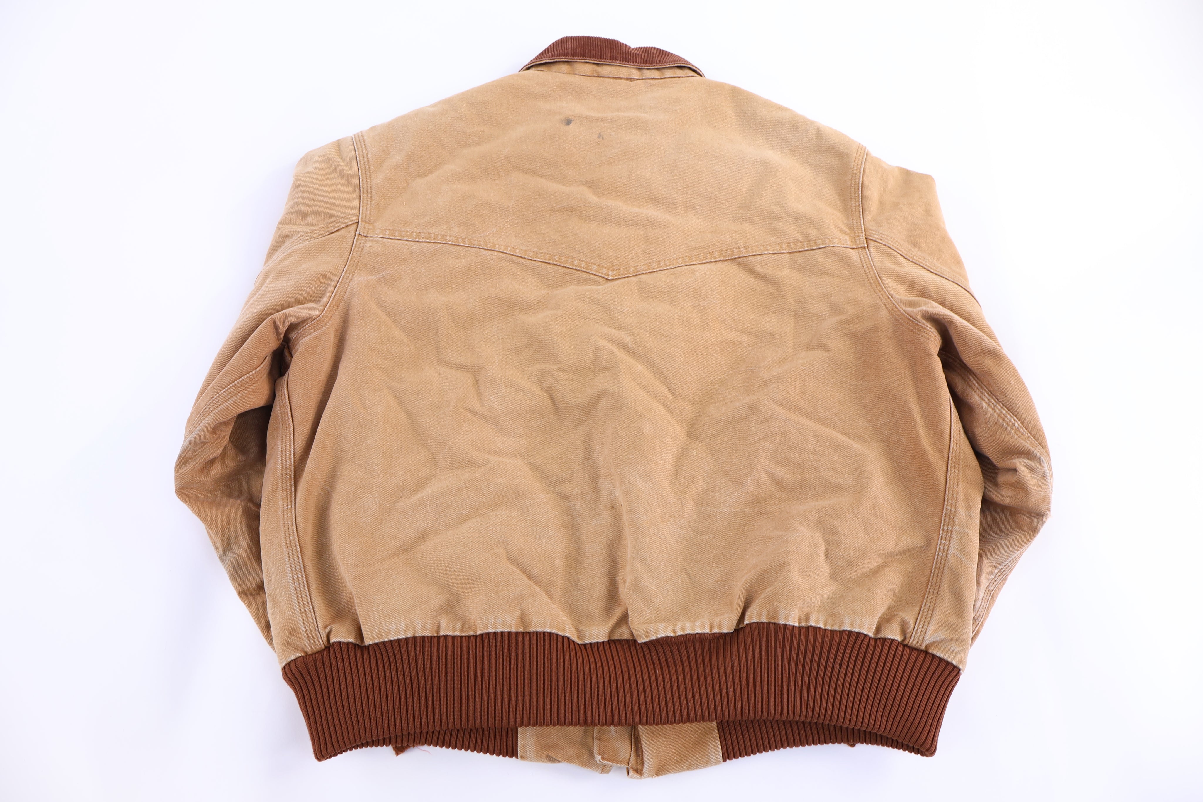 90's Carhartt Logo Patch Tan Santa Fe Jacket - Jacket - Thrifted Threads