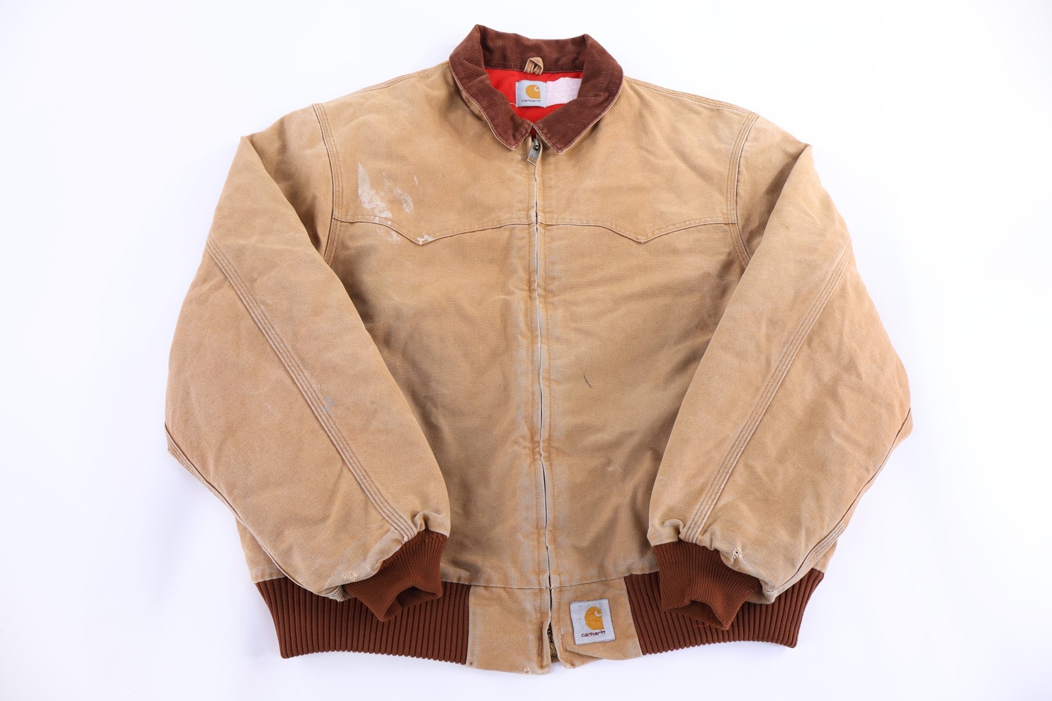 90's Carhartt Logo Patch Tan Santa Fe Jacket - Jacket - Thrifted Threads