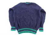 90's Casual Corner Green & Navy Knit Sweater - Sweater - Thrifted Threads