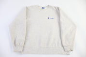 90's Champion Embroidered Logo Cream Sweatshirt - Sweatshirt - Thrifted Threads